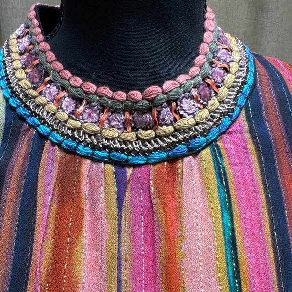 Anthropologie & Bl*nk London Silk Rainbow Stripe Maxi Dress - NWT - Picture 3 of 6